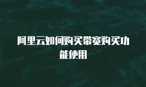 阿里云如何购买带宽购买功能使用