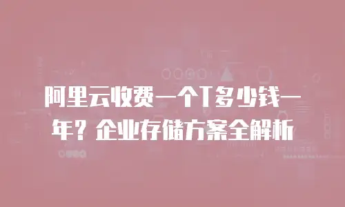 阿里云收费一个T多少钱一年？企业存储方案全解析