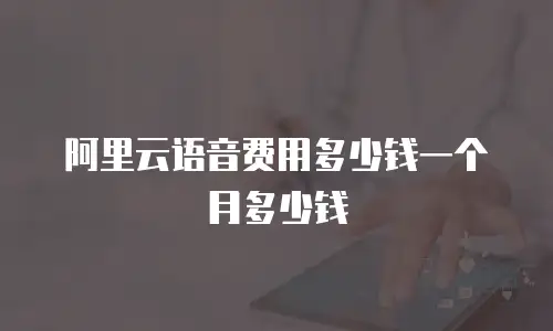 阿里云语音费用多少钱一个月多少钱