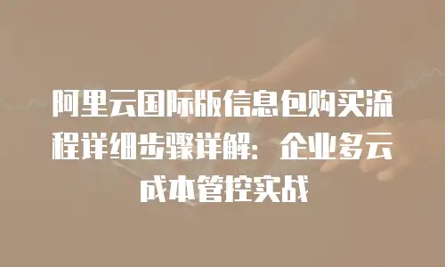 阿里云国际版信息包购买流程详细步骤详解：企业多云成本管控实战