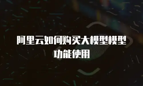 阿里云如何购买大模型模型功能使用