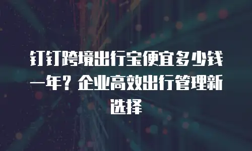 钉钉跨境出行宝便宜多少钱一年？企业高效出行管理新选择