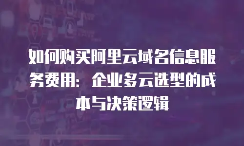 如何购买阿里云域名信息服务费用：企业多云选型的成本与决策逻辑