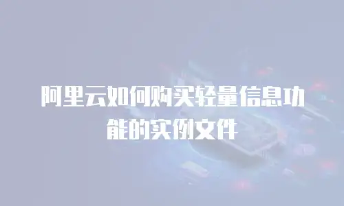 阿里云如何购买轻量信息功能的实例文件