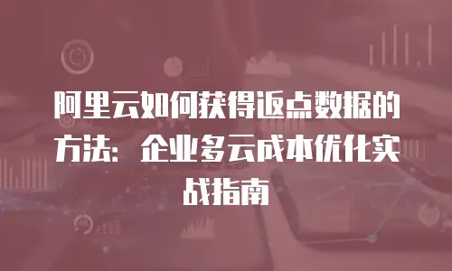 阿里云如何获得返点数据的方法：企业多云成本优化实战指南