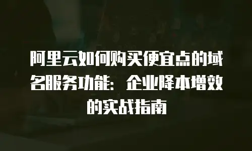 阿里云如何购买便宜点的域名服务功能：企业降本增效的实战指南
