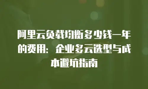阿里云负载均衡多少钱一年的费用：企业多云选型与成本避坑指南