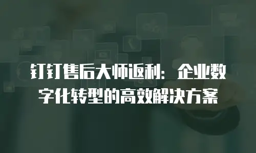 钉钉售后大师返利：企业数字化转型的高效解决方案