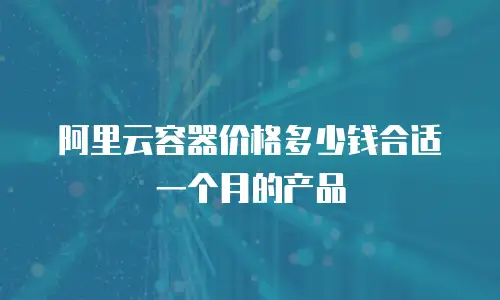 阿里云容器价格多少钱合适一个月的产品