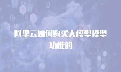 阿里云如何购买大模型模型功能的