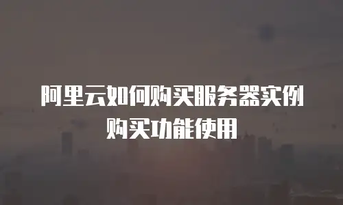 阿里云如何购买服务器实例购买功能使用
