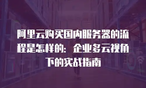 阿里云购买国内服务器的流程是怎样的：企业多云视角下的实战指南