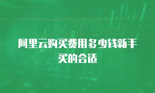 阿里云购买费用多少钱新手买的合适