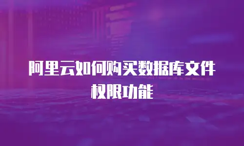 阿里云如何购买数据库文件权限功能