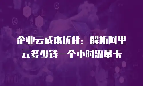 企业云成本优化：解析阿里云多少钱一个小时流量卡