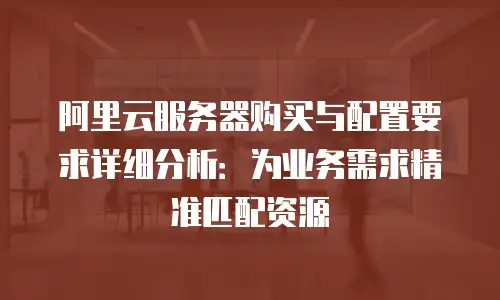 阿里云服务器购买与配置要求详细分析：为业务需求精准匹配资源