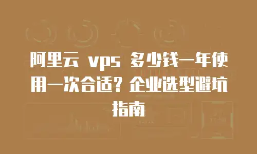 阿里云 vps 多少钱一年使用一次合适？企业选型避坑指南