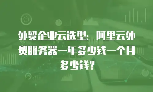 外贸企业云选型：阿里云外贸服务器一年多少钱一个月多少钱？