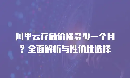 阿里云存储价格多少一个月？全面解析与性价比选择
