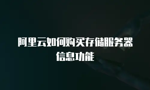 阿里云如何购买存储服务器信息功能