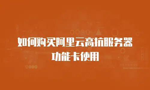如何购买阿里云高抗服务器功能卡使用