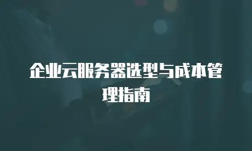 企业云服务器选型与成本管理指南