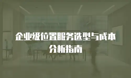 企业级位置服务选型与成本分析指南