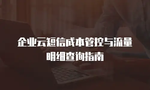 企业云短信成本管控与流量明细查询指南