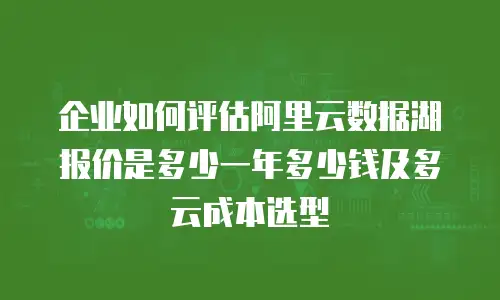 企业如何评估阿里云数据湖报价是多少一年多少钱及多云成本选型