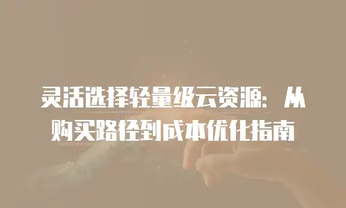 灵活选择轻量级云资源：从购买路径到成本优化指南