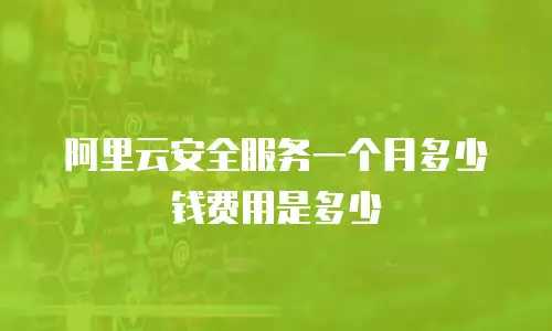 阿里云安全服务一个月多少钱费用是多少