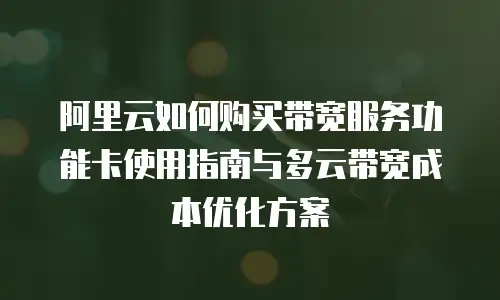 阿里云如何购买带宽服务功能卡使用指南与多云带宽成本优化方案
