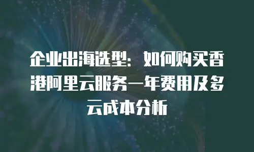 企业出海选型：如何购买香港阿里云服务一年费用及多云成本分析