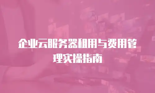 企业云服务器租用与费用管理实操指南