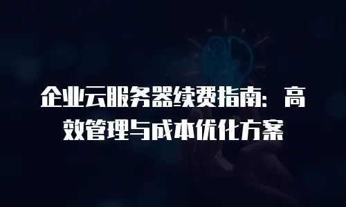 企业云服务器续费指南：高效管理与成本优化方案
