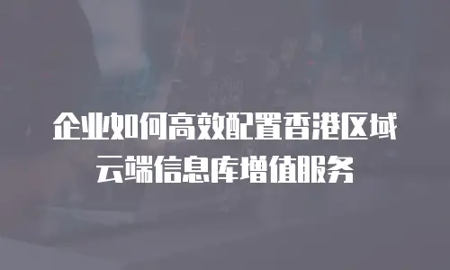 企业如何高效配置香港区域云端信息库增值服务