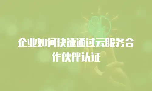 企业如何快速通过云服务合作伙伴认证