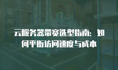 云服务器带宽选型指南：如何平衡访问速度与成本