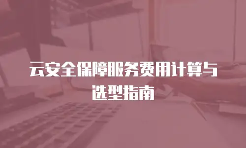 云安全保障服务费用计算与选型指南