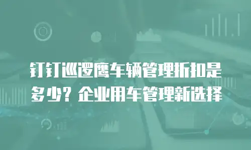 钉钉巡逻鹰车辆管理折扣是多少？企业用车管理新选择
