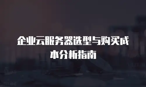 企业云服务器选型与购买成本分析指南