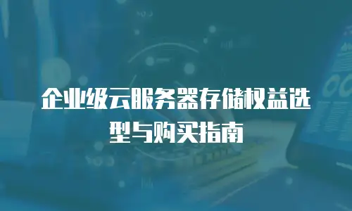 企业级云服务器存储权益选型与购买指南
