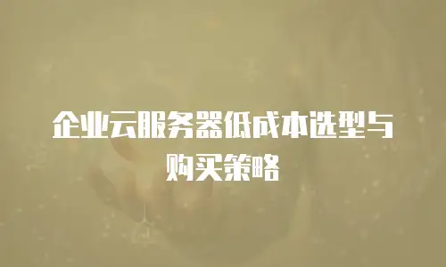 企业云服务器低成本选型与购买策略