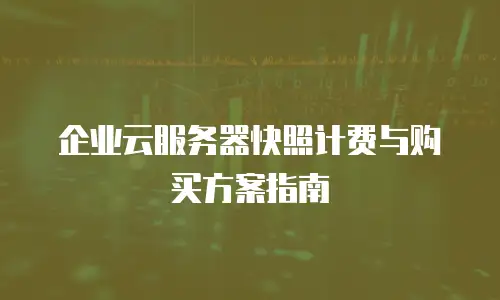 企业云服务器快照计费与购买方案指南