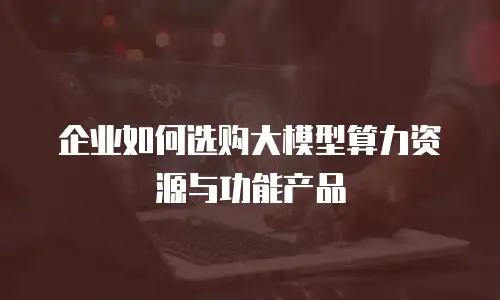 企业如何选购大模型算力资源与功能产品