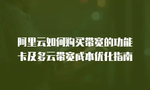 阿里云如何购买带宽的功能卡及多云带宽成本优化指南
