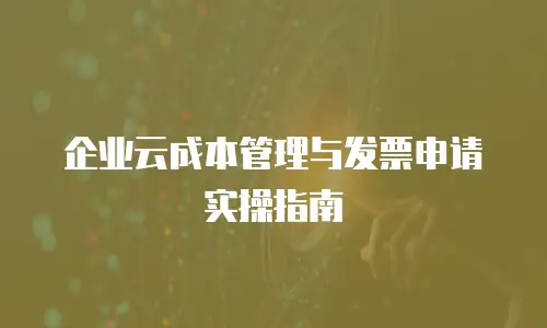 企业云成本管理与发票申请实操指南