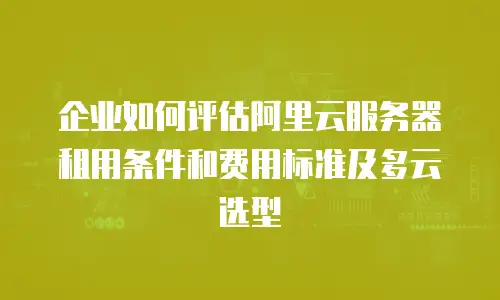 企业如何评估阿里云服务器租用条件和费用标准及多云选型