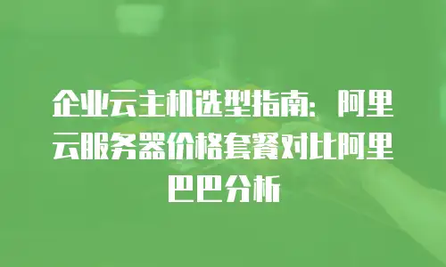 企业云主机选型指南：阿里云服务器价格套餐对比阿里巴巴分析