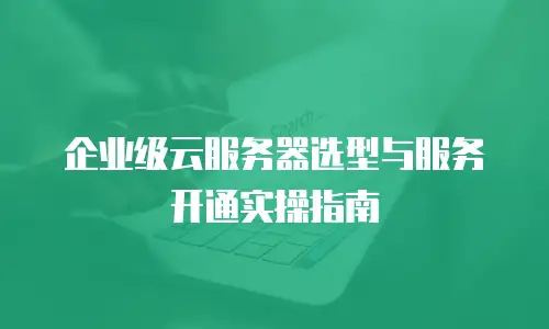 企业级云服务器选型与服务开通实操指南